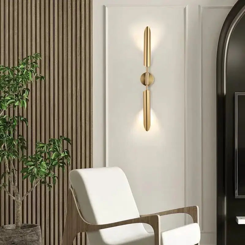 Modern golden inclined tube wall light living room sconce