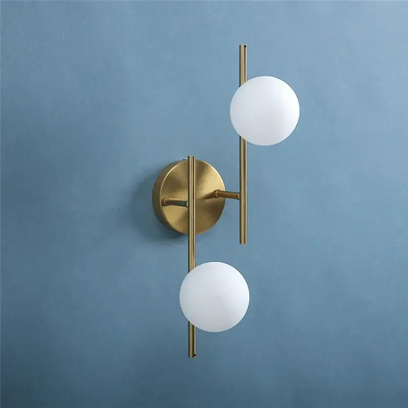 Modern golden indoor wall lights bedroom double glass sphere sconces