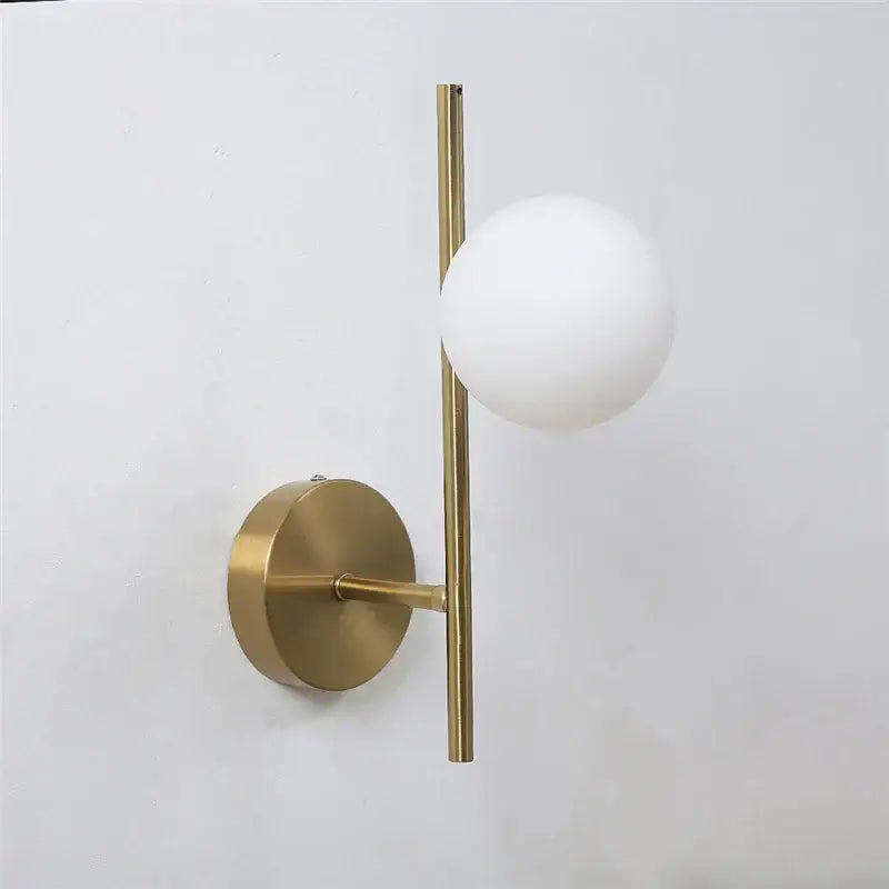 Modern golden indoor wall lights bedroom double glass sphere sconces