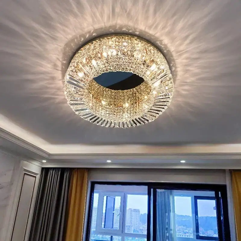 Modern golden led crystal ceiling lamp for living room