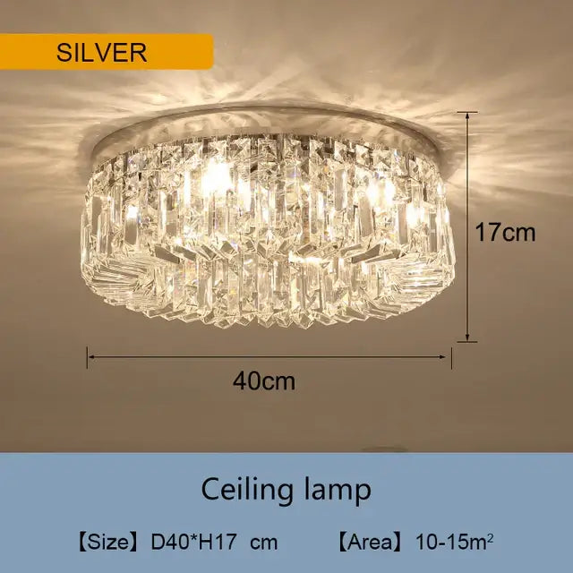 Modern golden led crystal ceiling lamp for living room