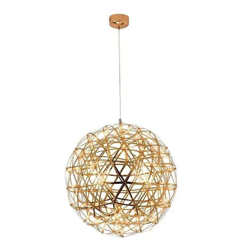 Modern golden led pendant light for kitchen wireframe chandelier