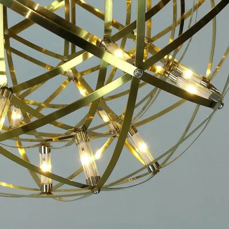 Modern golden led pendant light for kitchen wireframe chandelier