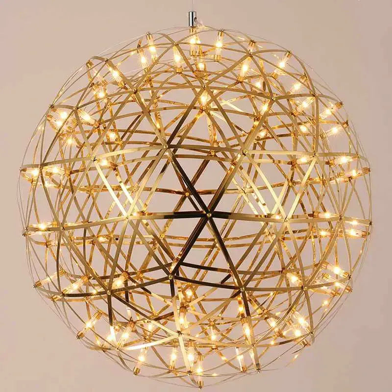 Modern golden led pendant light for kitchen wireframe chandelier