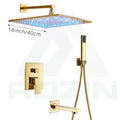 Modern golden led rainfall shower faucet with brass spout for bathroom
