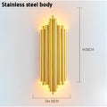 Modern golden led tube wall sconce for living room decor