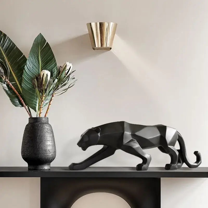 Modern golden leopard resin sculpture living room cheetah decor