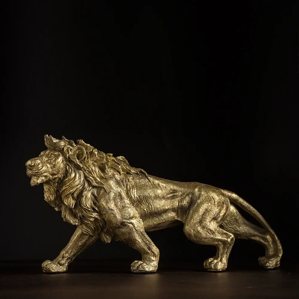 Modern golden lion king statue office decor