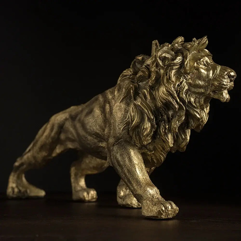 Modern golden lion king statue office decor