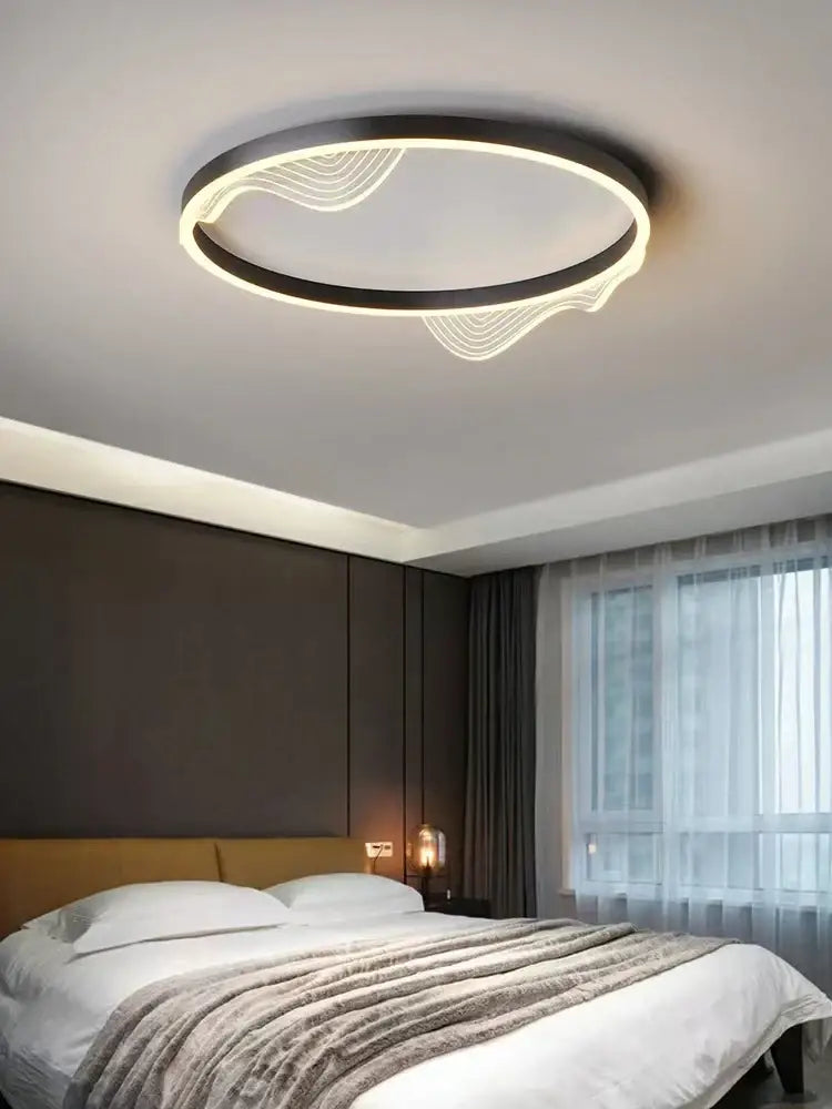 Modern golden lustre ceiling lamp for bedroom warm led light