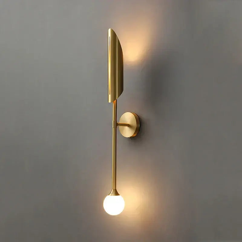 Modern golden metal glass wall lamp bedroom sconce spotlight