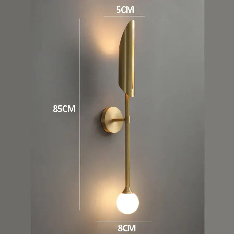 Modern golden metal glass wall lamp bedroom sconce spotlight