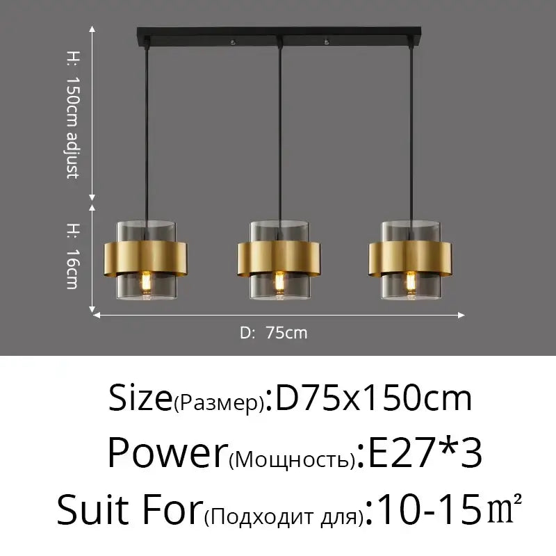 Modern golden pendant lights clear glass bedroom chandelier