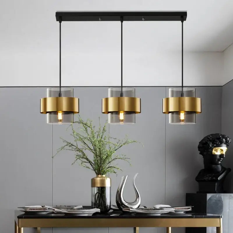 Modern golden pendant lights clear glass bedroom chandelier
