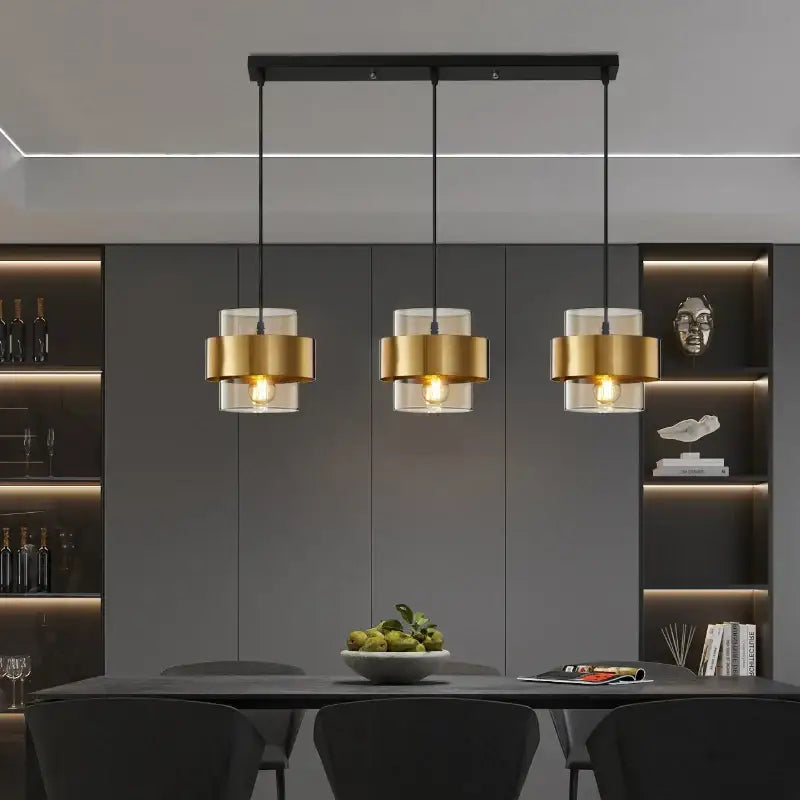 Modern golden pendant lights clear glass bedroom chandelier