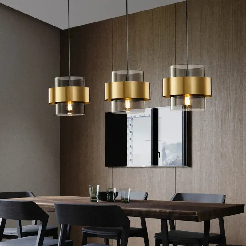 Modern golden pendant lights clear glass bedroom chandelier