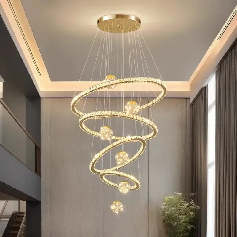Modern golden spiral decorbites crystal led chandelier living room