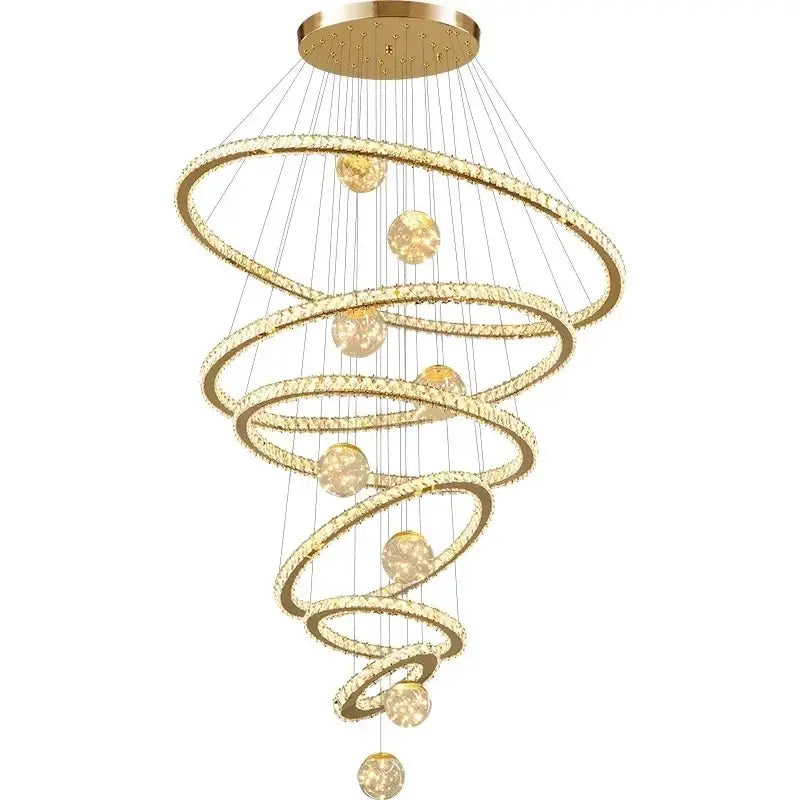 Modern golden spiral decorbites crystal led chandelier living room