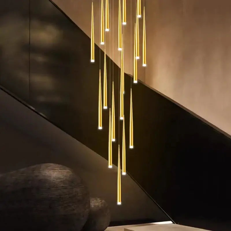 Modern golden tapered led chandelier living room pendant light