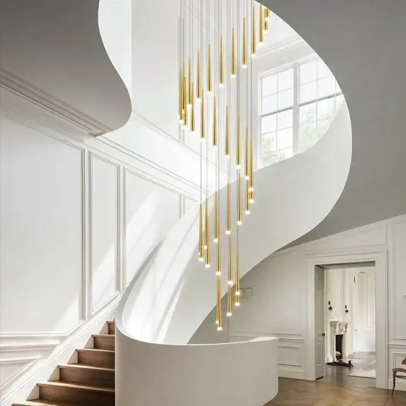 Modern golden tapered led chandelier living room pendant light
