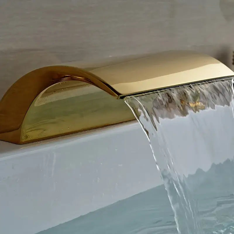 Modern golden widespread brass bathtub faucet with handheld shower bathroom