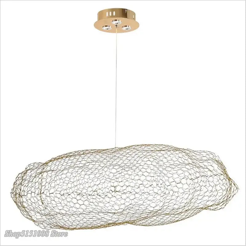 Modern golden wire mesh decorbites cloud pendant light for bedroom