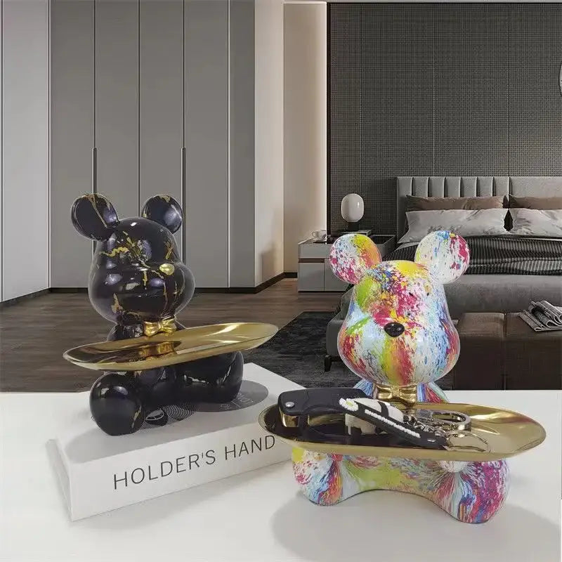 Modern graffiti bear figurine living room skateboard key storage shelf
