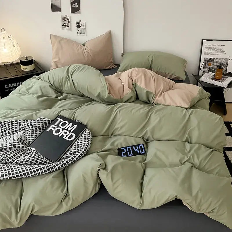 Modern gray comforter cover set with geometric throw bedroom bedding