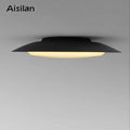 Modern gray leather platform bed bedroom led ceiling light