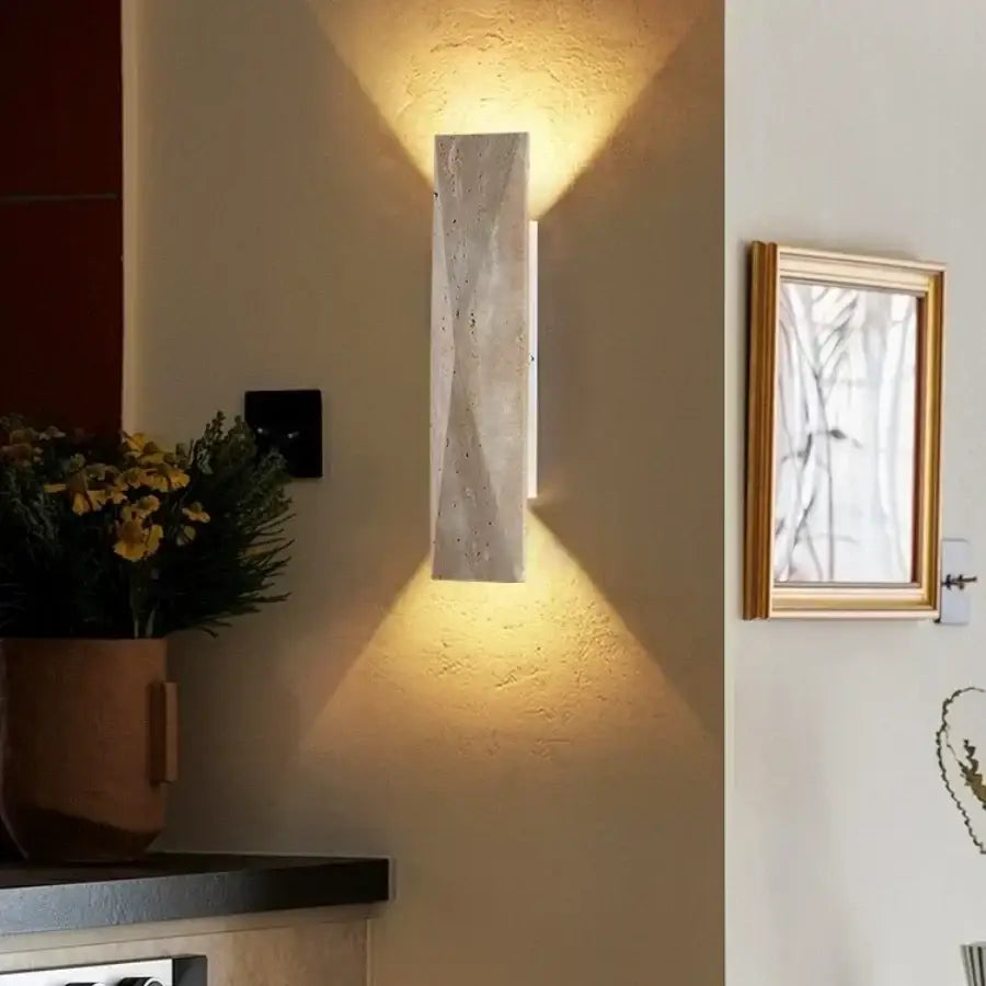 Modern gray stone double led wall lamp bedroom sconce