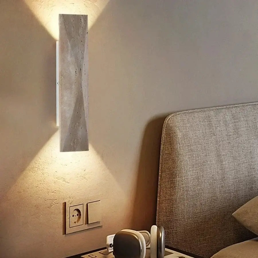 Modern gray stone double led wall lamp bedroom sconce