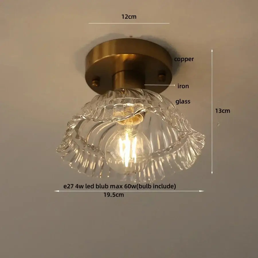 Modern green glass leaf flush mounted ceiling light bedroom