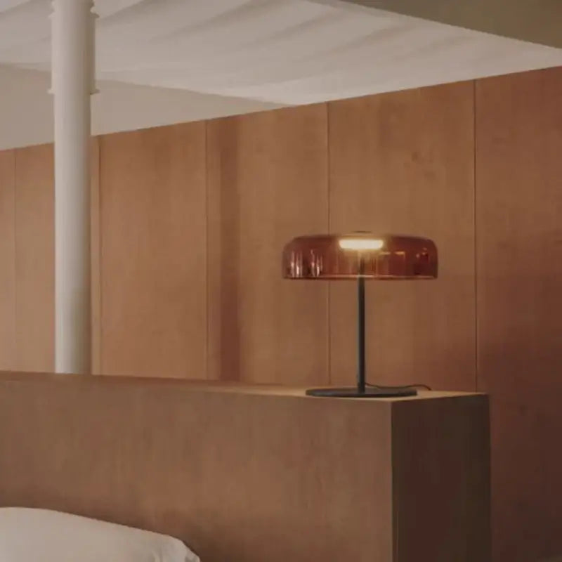 Modern green glass table lamp for bedroom with led bulb