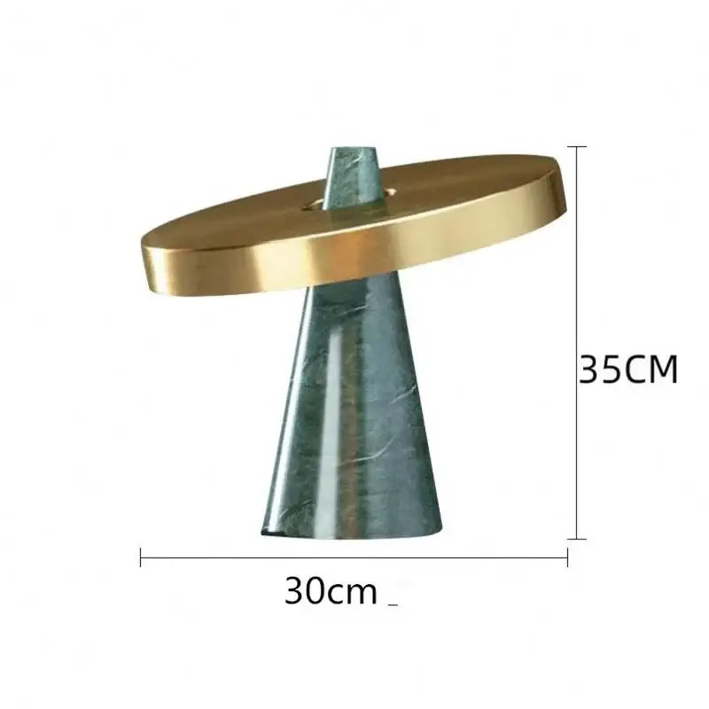 Modern green marble table lamp for living room with gold shade