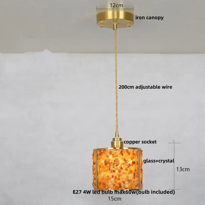 Modern green mosaic glass pendant light kitchen brass accented lamp