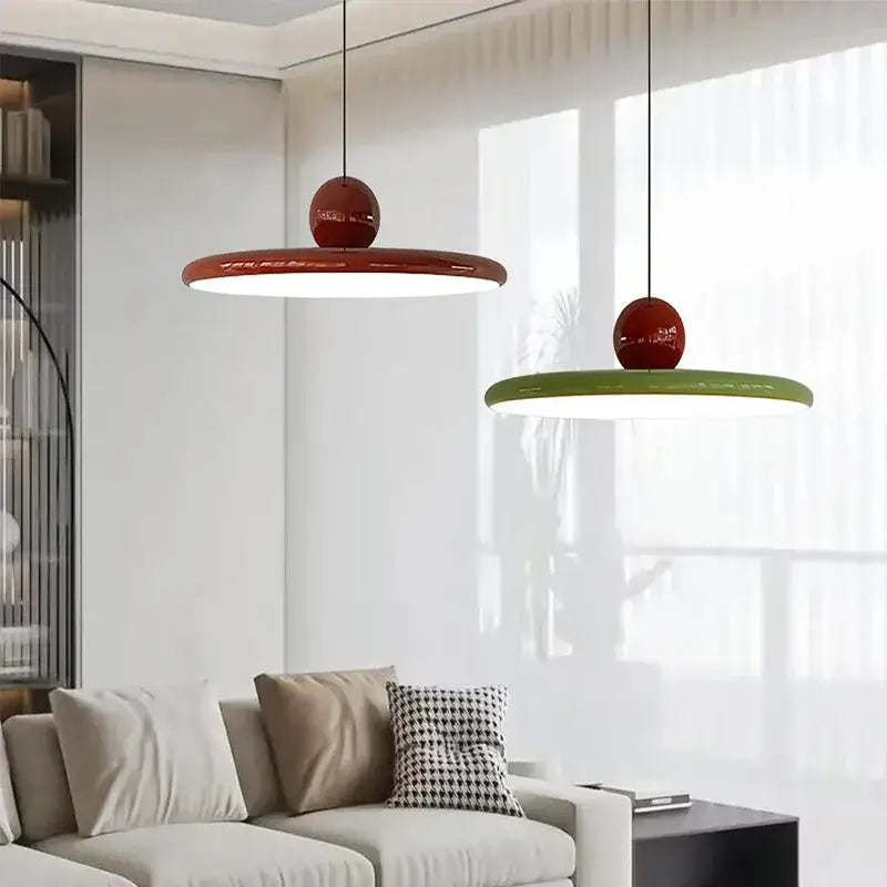 Modern green & red saucer pendant light dining room decorbites cream wind