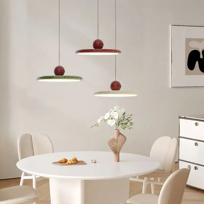 Modern green & red saucer pendant light dining room decorbites cream wind
