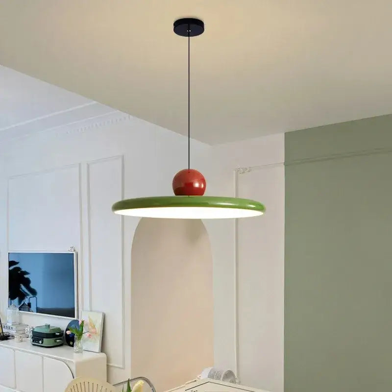 Modern green & red saucer pendant light dining room decorbites cream wind