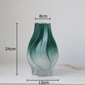 Modern green ripple glass vase with hydrangeas for living room decor