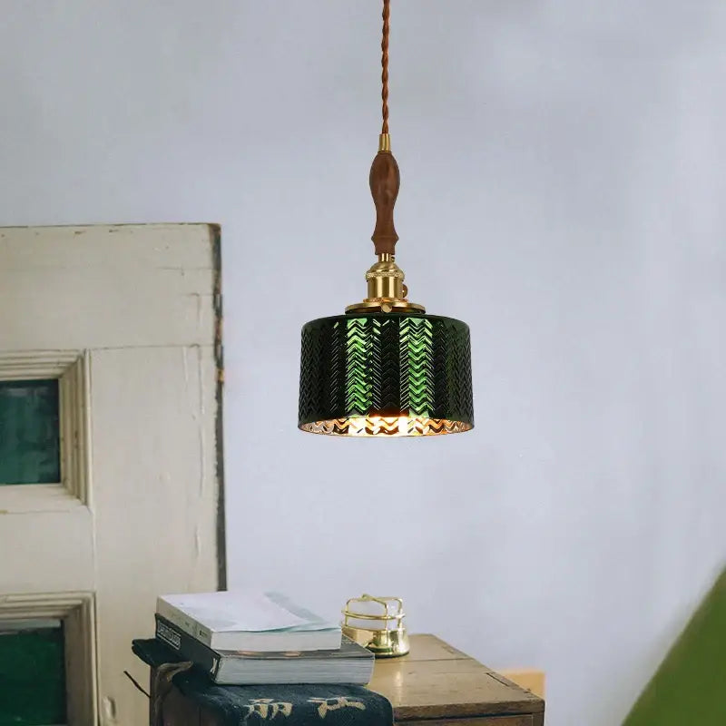 Modern green wave glass pendant light for living room