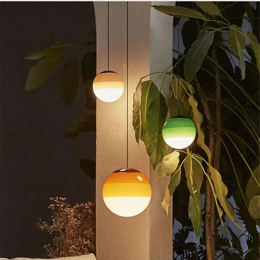 Modern green & white glass ball led pendant – dining room lighting