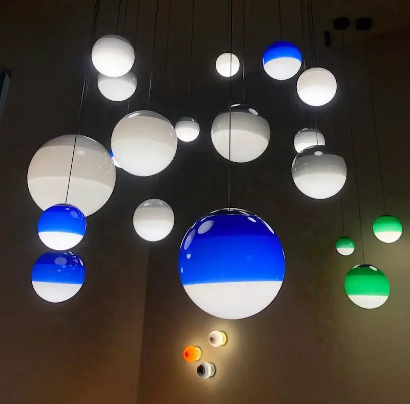 Modern green & white glass ball led pendant – dining room lighting