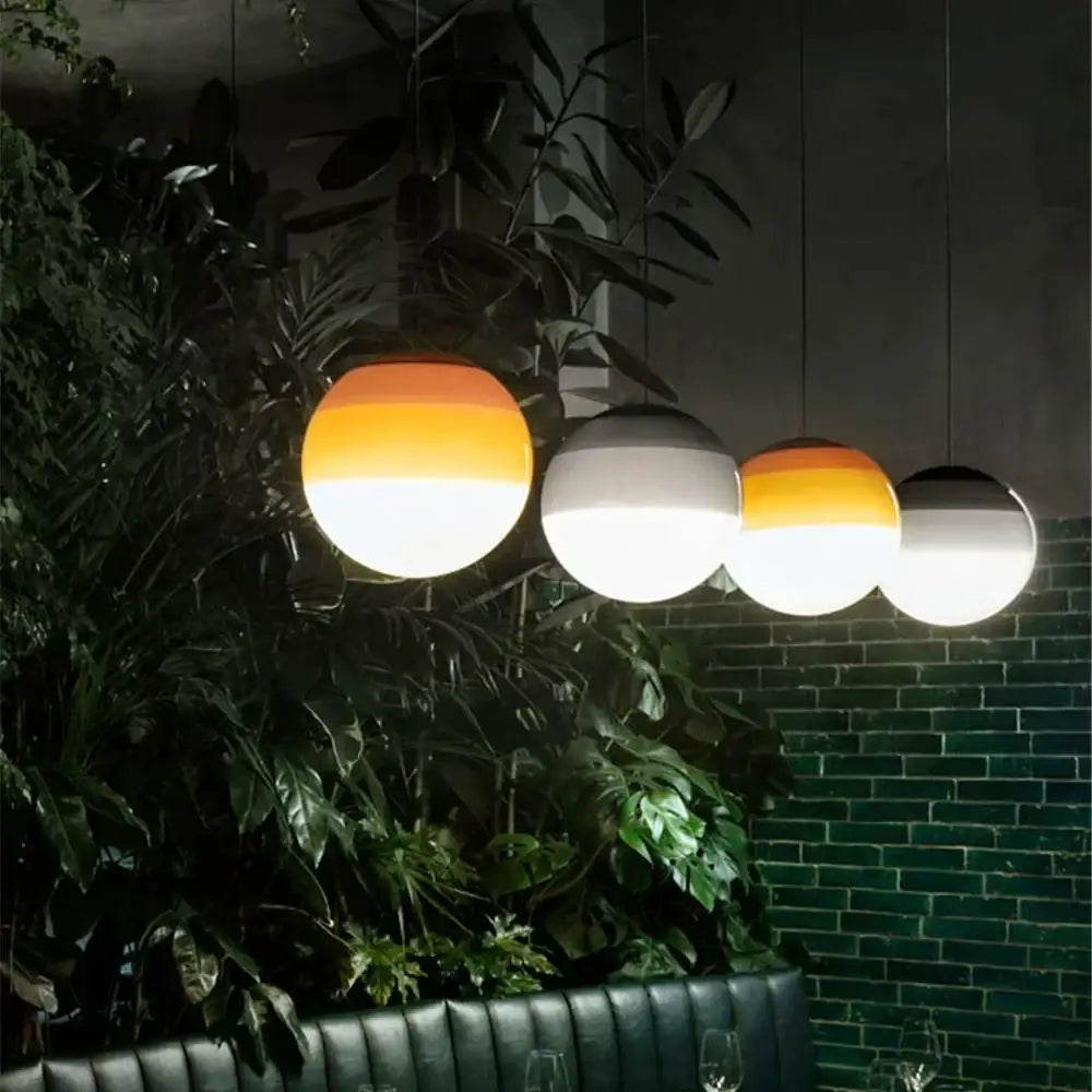 Modern green & white glass ball led pendant – dining room lighting