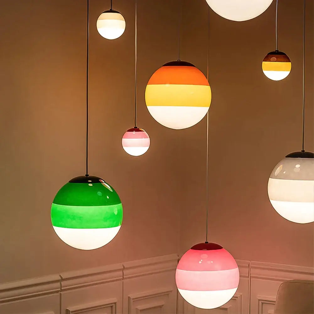 Modern green & white glass ball led pendant – dining room lighting