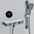 Modern grey digital shower faucet set with shelf for bathroom