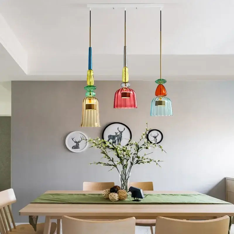 Modern hand blown colorful glass bedside pendant light kitchen