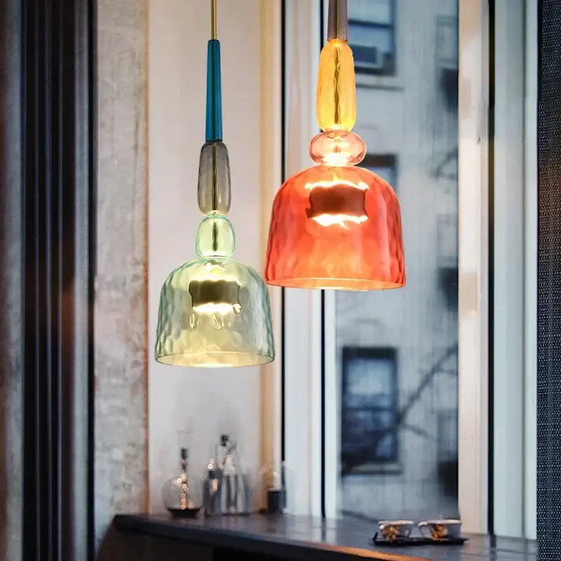 Modern hand blown colorful glass bedside pendant light kitchen