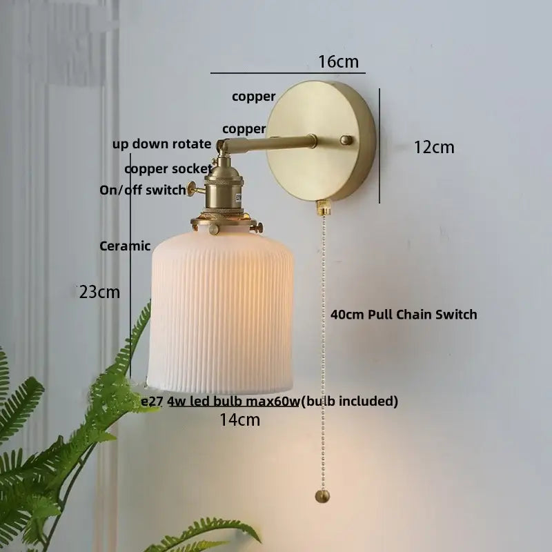 Modern herringbone ceramic copper led sconce wall lamp for bedroom