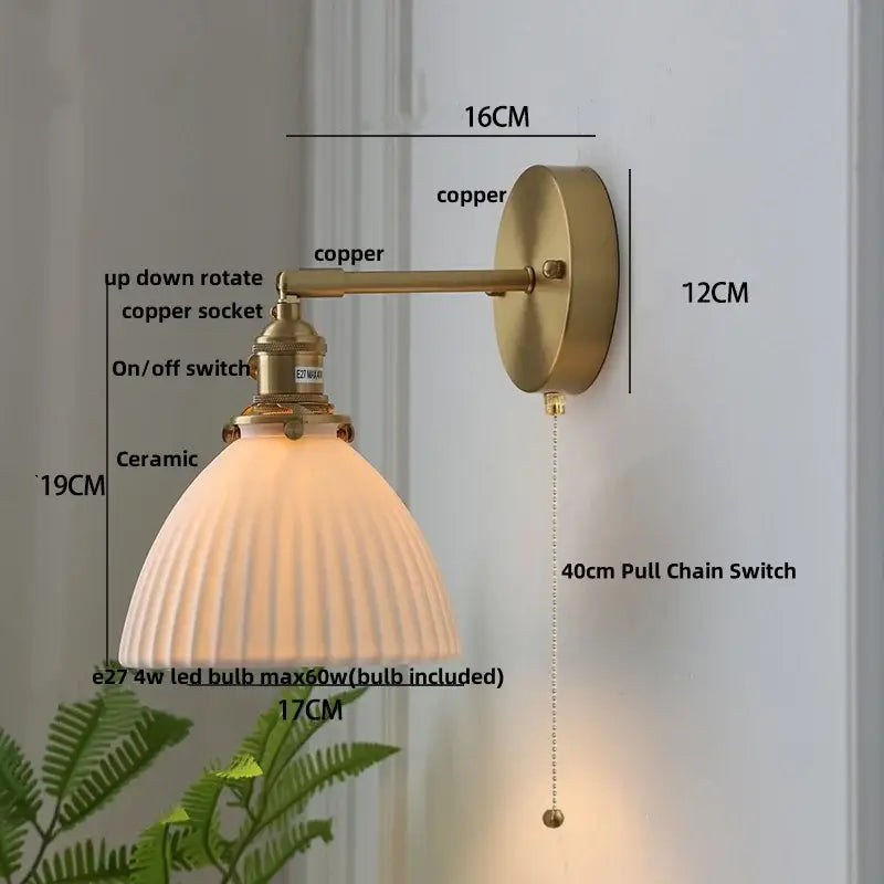 Modern herringbone ceramic copper led sconce wall lamp for bedroom