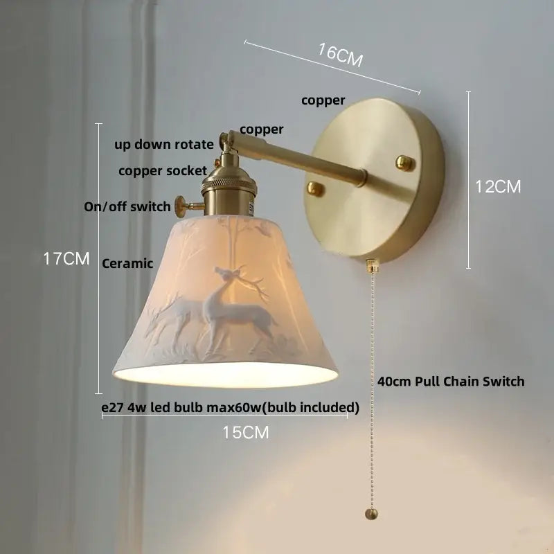 Modern herringbone ceramic copper led sconce wall lamp for bedroom